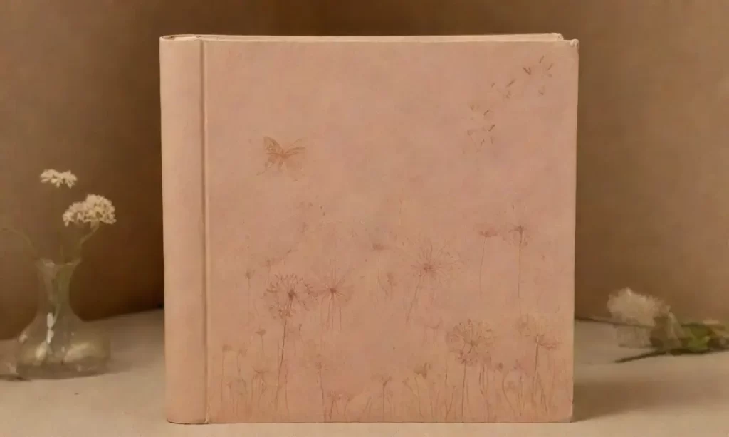 Un libro con portada en tono sepia muestra ilustraciones de hadas