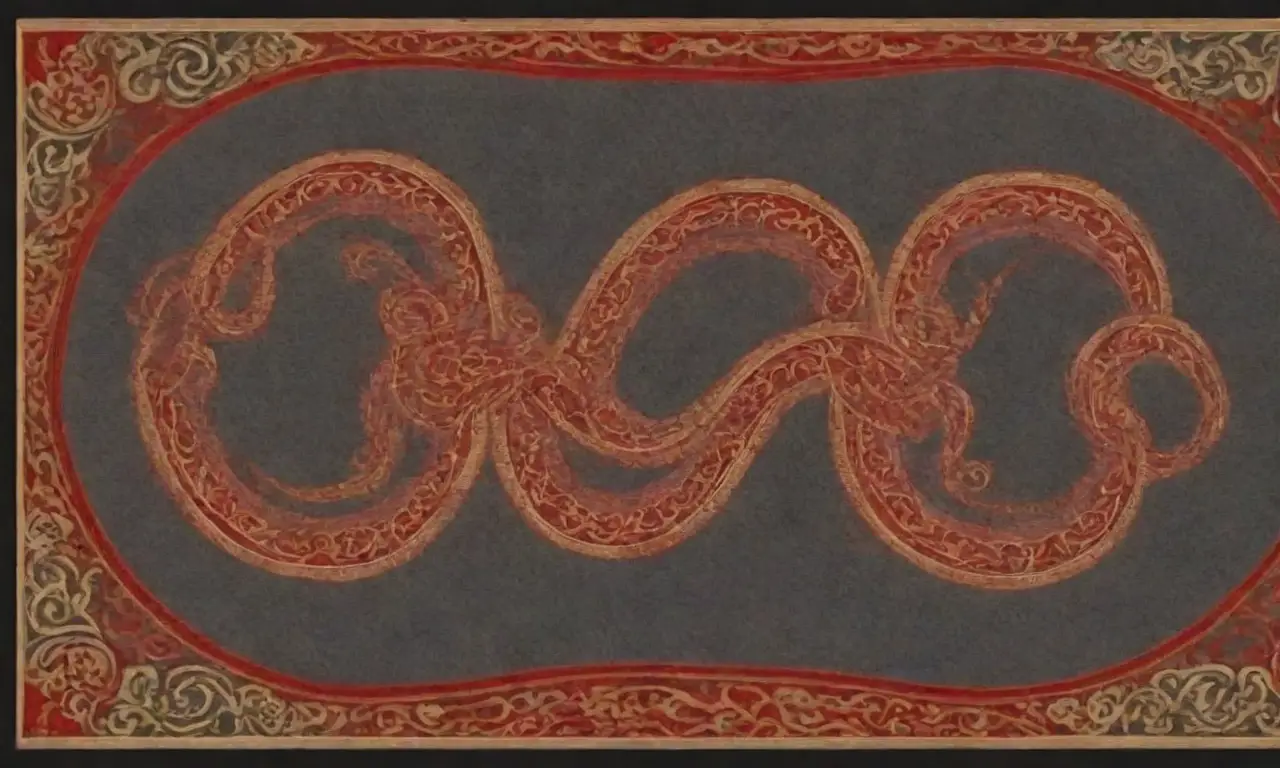 Suave pinceladas de oro y rojo dibujan un diseño místico